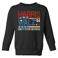 Harris Waltz 2024 Unity Over Division Kamala Harris Tim Walz Toddler Sweatshirt