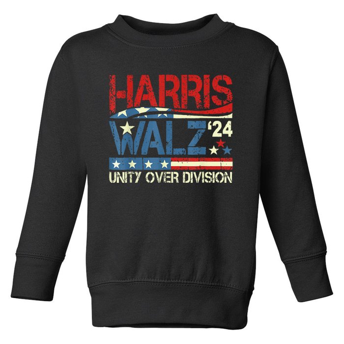 Harris Waltz 2024 Unity Over Division Kamala Harris Tim Walz Toddler Sweatshirt