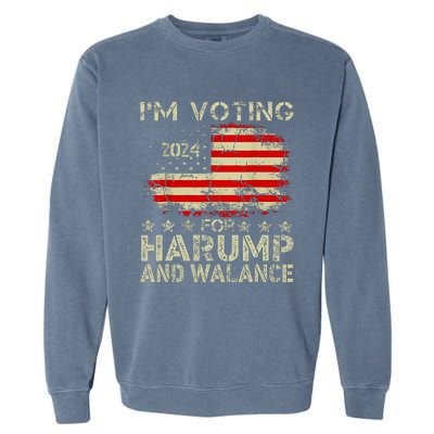 Harump Wallace 2024 Harris Trump Walz Vance Garment-Dyed Sweatshirt