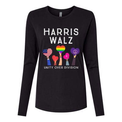 Harris Waltz 2024 Unity Over Division Kamala Harris Tim Walz Womens Cotton Relaxed Long Sleeve T-Shirt