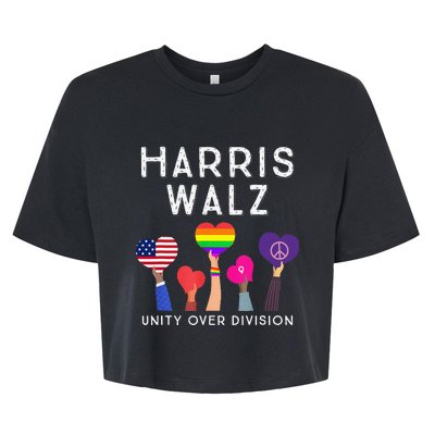 Harris Waltz 2024 Unity Over Division Kamala Harris Tim Walz Bella+Canvas Jersey Crop Tee