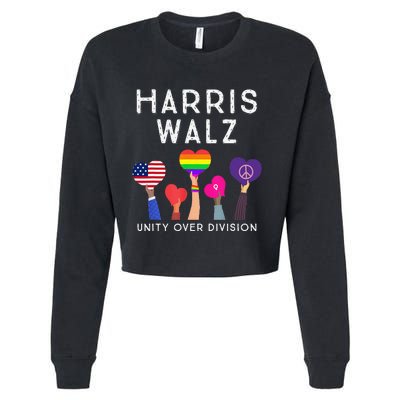 Harris Waltz 2024 Unity Over Division Kamala Harris Tim Walz Cropped Pullover Crew