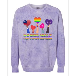 Harris Waltz 2024 Unity Over Division Kamala Harris Tim Walz Colorblast Crewneck Sweatshirt