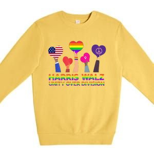 Harris Waltz 2024 Unity Over Division Kamala Harris Tim Walz Premium Crewneck Sweatshirt