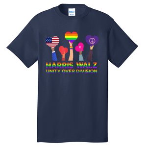 Harris Waltz 2024 Unity Over Division Kamala Harris Tim Walz Tall T-Shirt