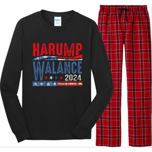 Harump Wallace 2024 Harris Trump Walz Vance Funny Long Sleeve Pajama Set