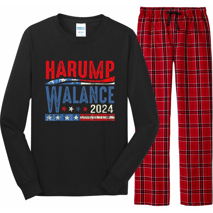 Harump Wallace 2024 Harris Trump Walz Vance Funny Long Sleeve Pajama Set