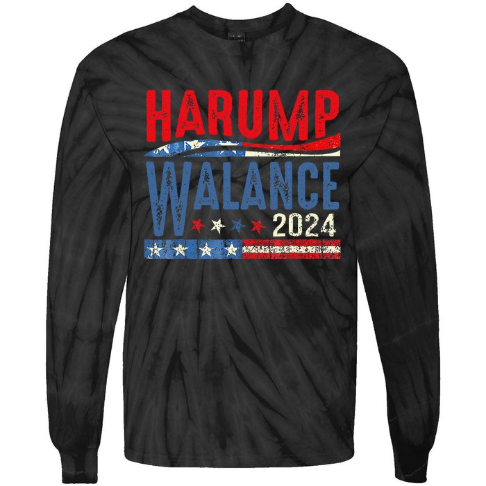 Harump Wallace 2024 Harris Trump Walz Vance Funny Tie-Dye Long Sleeve Shirt