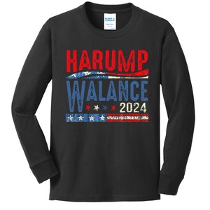 Harump Wallace 2024 Harris Trump Walz Vance Funny Kids Long Sleeve Shirt