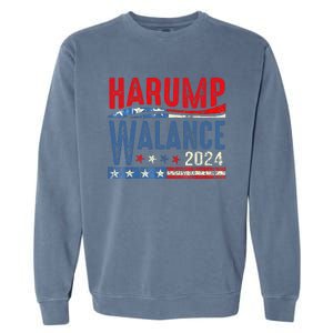 Harump Wallace 2024 Harris Trump Walz Vance Funny Garment-Dyed Sweatshirt