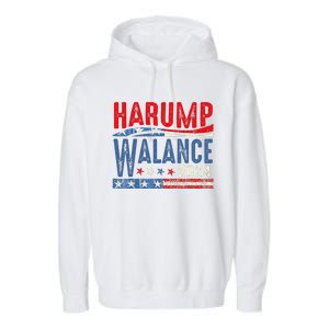 Harump Wallace 2024 Harris Trump Walz Vance Funny Garment-Dyed Fleece Hoodie