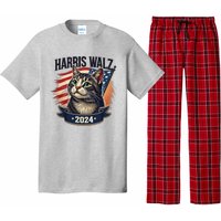 Harris Walz 2024 Funny Cat Kamala Tim Election Art Pajama Set