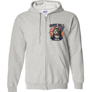 Harris Walz 2024 Funny Cat Kamala Tim Election Art Full Zip Hoodie