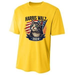 Harris Walz 2024 Funny Cat Kamala Tim Election Art Performance Sprint T-Shirt