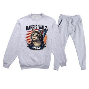 Harris Walz 2024 Funny Cat Kamala Tim Election Art Premium Crewneck Sweatsuit Set