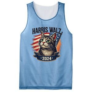 Harris Walz 2024 Funny Cat Kamala Tim Election Art Mesh Reversible Basketball Jersey Tank