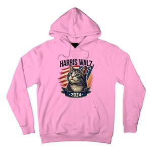 Harris Walz 2024 Funny Cat Kamala Tim Election Art Hoodie