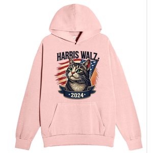 Harris Walz 2024 Funny Cat Kamala Tim Election Art Urban Pullover Hoodie