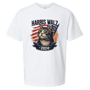 Harris Walz 2024 Funny Cat Kamala Tim Election Art Sueded Cloud Jersey T-Shirt