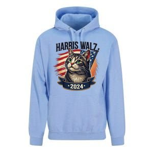 Harris Walz 2024 Funny Cat Kamala Tim Election Art Unisex Surf Hoodie