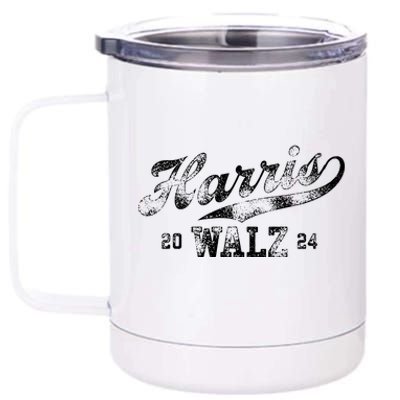 Harris Walz 2024 Script Baseball Women Harris Waltz 2024 12 oz Stainless Steel Tumbler Cup