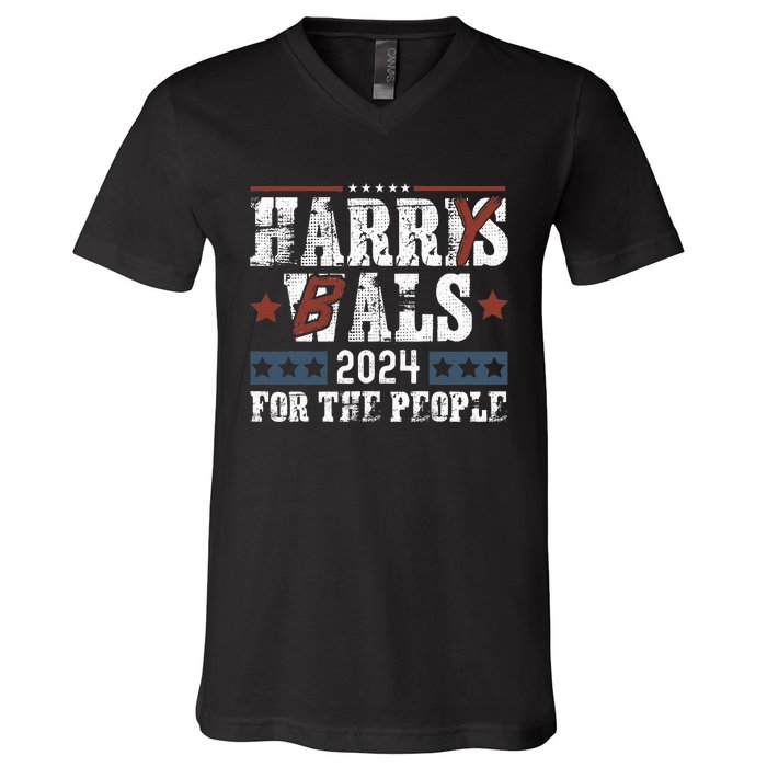 Harris Walz 24 Harry Balz 2024 Meme Democratics Vote V-Neck T-Shirt