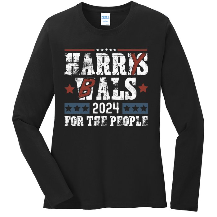 Harris Walz 24 Harry Balz 2024 Meme Democratics Vote Ladies Long Sleeve Shirt