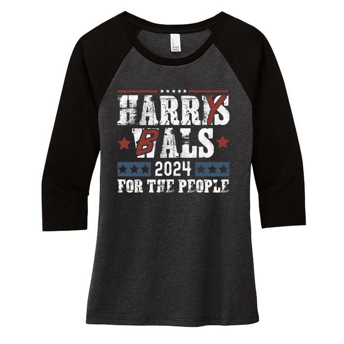 Harris Walz 24 Harry Balz 2024 Meme Democratics Vote Women's Tri-Blend 3/4-Sleeve Raglan Shirt