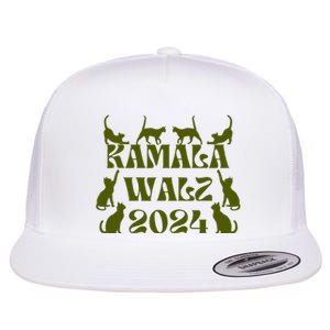 Harris Walz 2024 Funny Cats Election Walz Kamala Cats Flat Bill Trucker Hat