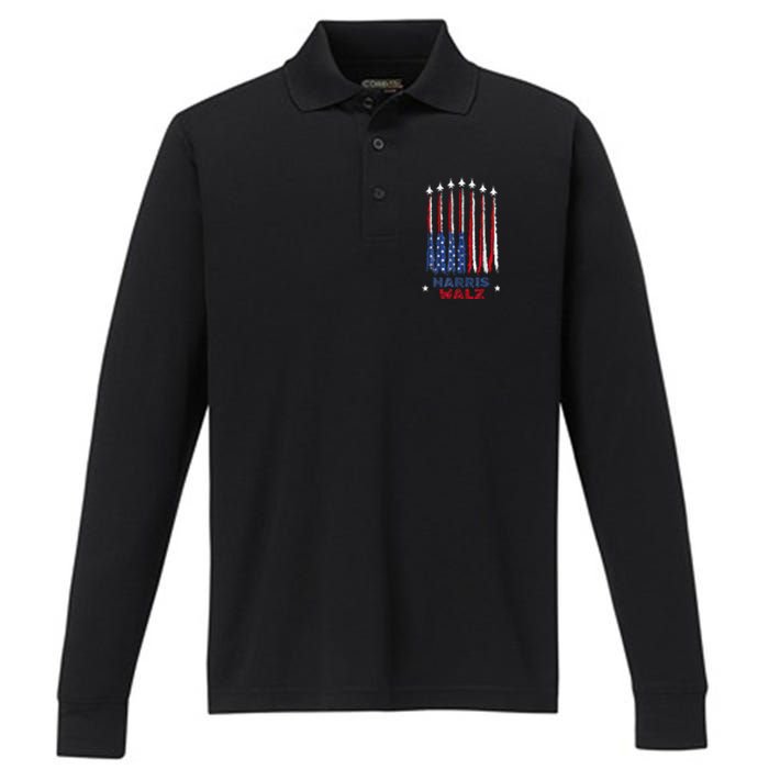 Harris Waltz 2024 Kamala Harris Vice President Retro Voting Performance Long Sleeve Polo