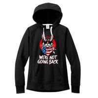 Harris Walz 2024 We Are Not Going Back Cat Usa Flag Women's Fleece Hoodie