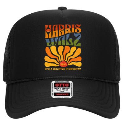 Harris Waltz 2024 For A Brighter Tomorrow Boho Aesthetic High Crown Mesh Back Trucker Hat