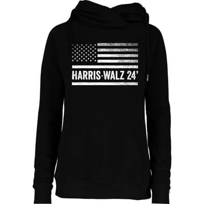 Harris Walz 2024 Election Kamala Tim Waltz American Flag Womens Funnel Neck Pullover Hood