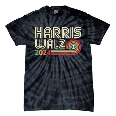 Harris Walz 2024 Fun Retro Style Peace Tie-Dye T-Shirt