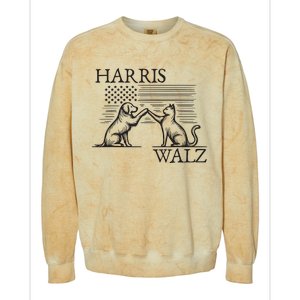 Harris Walz 2024 President American Flag Kamala Harris Waltz Colorblast Crewneck Sweatshirt