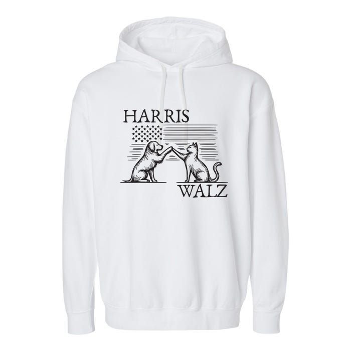 Harris Walz 2024 President American Flag Kamala Harris Waltz Garment-Dyed Fleece Hoodie