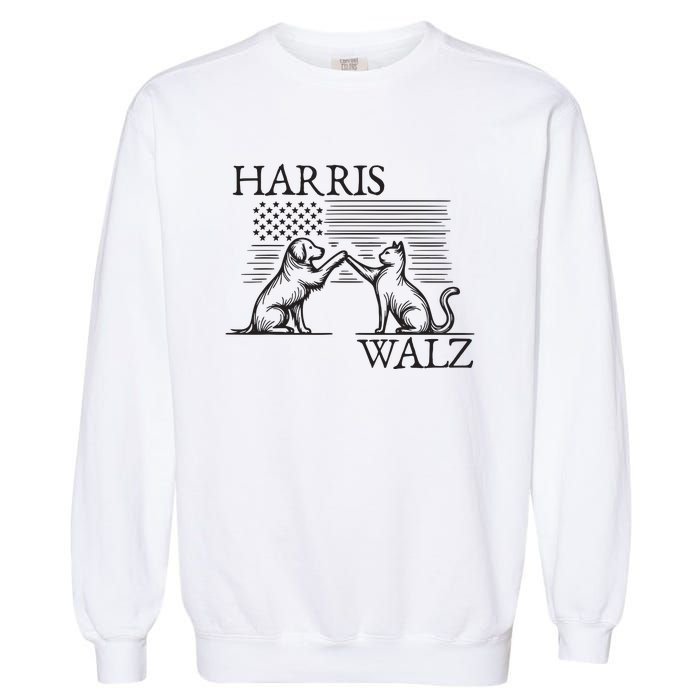 Harris Walz 2024 President American Flag Kamala Harris Waltz Garment-Dyed Sweatshirt