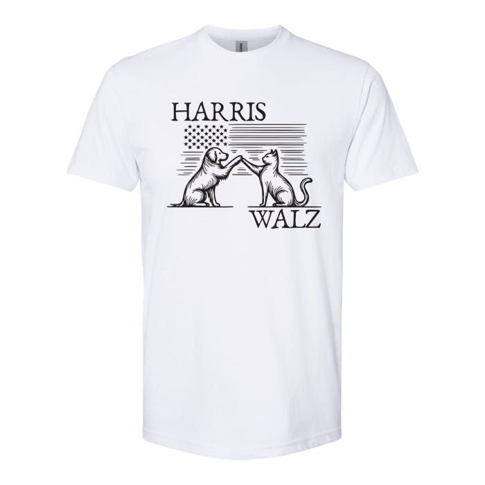 Harris Walz 2024 President American Flag Kamala Harris Waltz Softstyle CVC T-Shirt