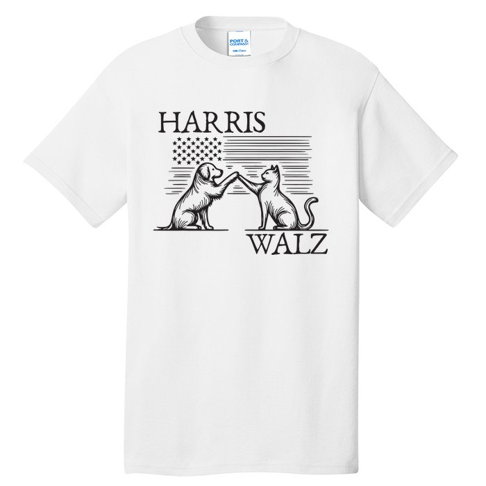 Harris Walz 2024 President American Flag Kamala Harris Waltz Tall T-Shirt