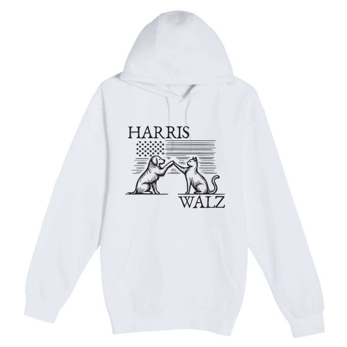 Harris Walz 2024 President American Flag Kamala Harris Waltz Premium Pullover Hoodie