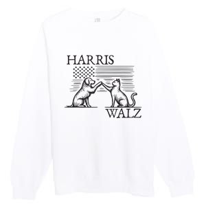 Harris Walz 2024 President American Flag Kamala Harris Waltz Premium Crewneck Sweatshirt