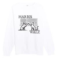 Harris Walz 2024 President American Flag Kamala Harris Waltz Premium Crewneck Sweatshirt