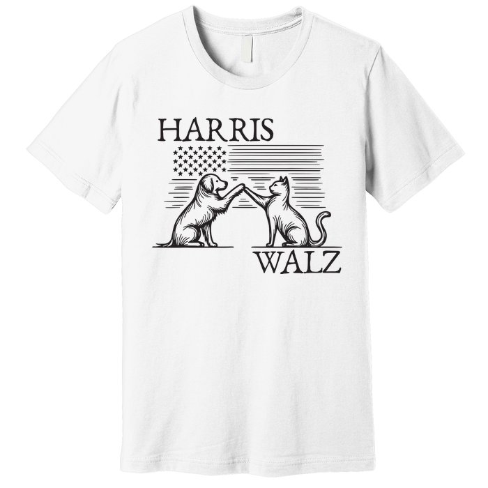 Harris Walz 2024 President American Flag Kamala Harris Waltz Premium T-Shirt