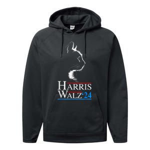 Harris Waltz 2024 Cat Election Kamala Harris Tim Walz 2024 Performance Fleece Hoodie