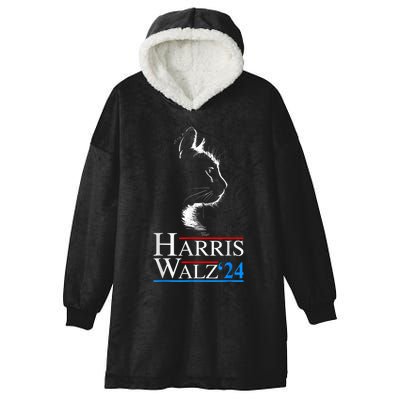 Harris Waltz 2024 Cat Election Kamala Harris Tim Walz 2024 Hooded Wearable Blanket