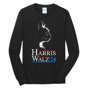 Harris Waltz 2024 Cat Election Kamala Harris Tim Walz 2024 Tall Long Sleeve T-Shirt