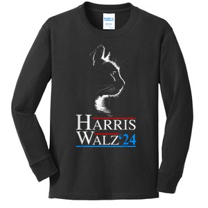 Harris Waltz 2024 Cat Election Kamala Harris Tim Walz 2024 Kids Long Sleeve Shirt