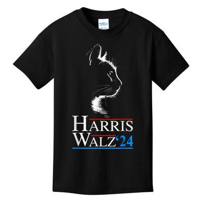 Harris Waltz 2024 Cat Election Kamala Harris Tim Walz 2024 Kids T-Shirt