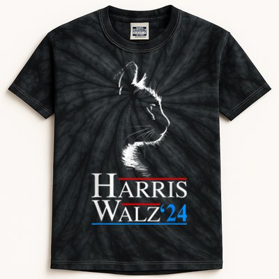 Harris Waltz 2024 Cat Election Kamala Harris Tim Walz 2024 Kids Tie-Dye T-Shirt