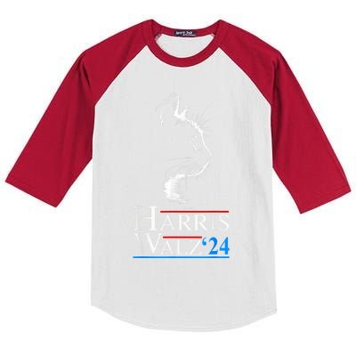 Harris Waltz 2024 Cat Election Kamala Harris Tim Walz 2024 Kids Colorblock Raglan Jersey